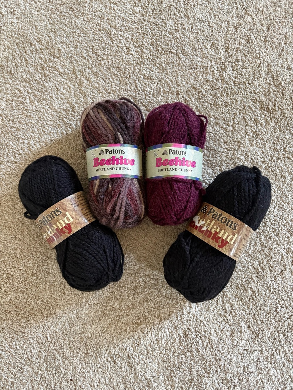 Mixed Yarn Lot - 4 Skeins Patons Shetland Chunky